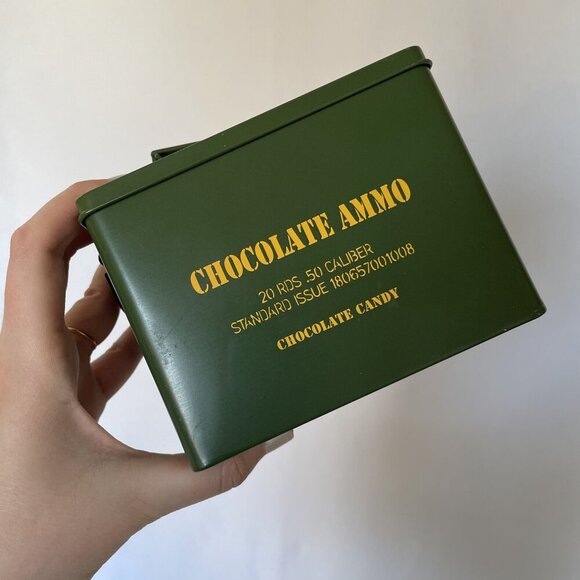 Chocolate Ammo box dark forest green empty box container gift funny - Picture 1 of 7